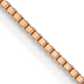 0.7mm 14k Rose Gold Solid Box Chain Lobster Claw Clasp Necklace