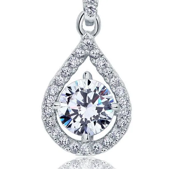 1 Carat Round Cut Created Zirconia 925 Sterling Silver Pendant Necklace MXFN8035