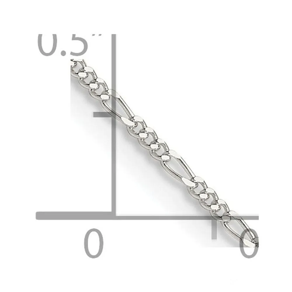 1.2mm Sterling Silver Solid Figaro Chain Anklet