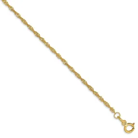 1.4mm, 14k Yellow Gold, Singapore Chain Bracelet, 7 Inch