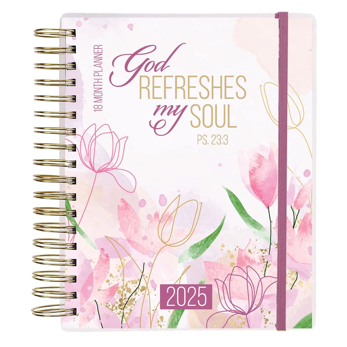 2025 Diary - 18-Month Planner for Women - God Refreshes My Soul - Wirebound