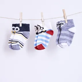 3 Pairs of 3D Animal Socks - Penny Penguin, Funky Monkey & Benji Badger