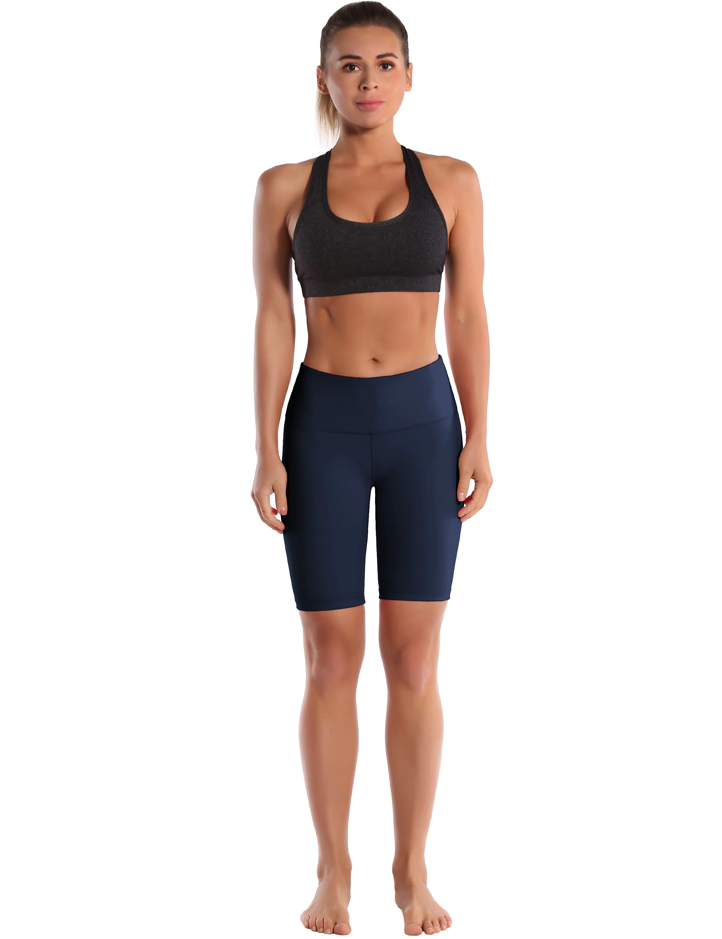 8" High Waist Yoga Shorts darknavy