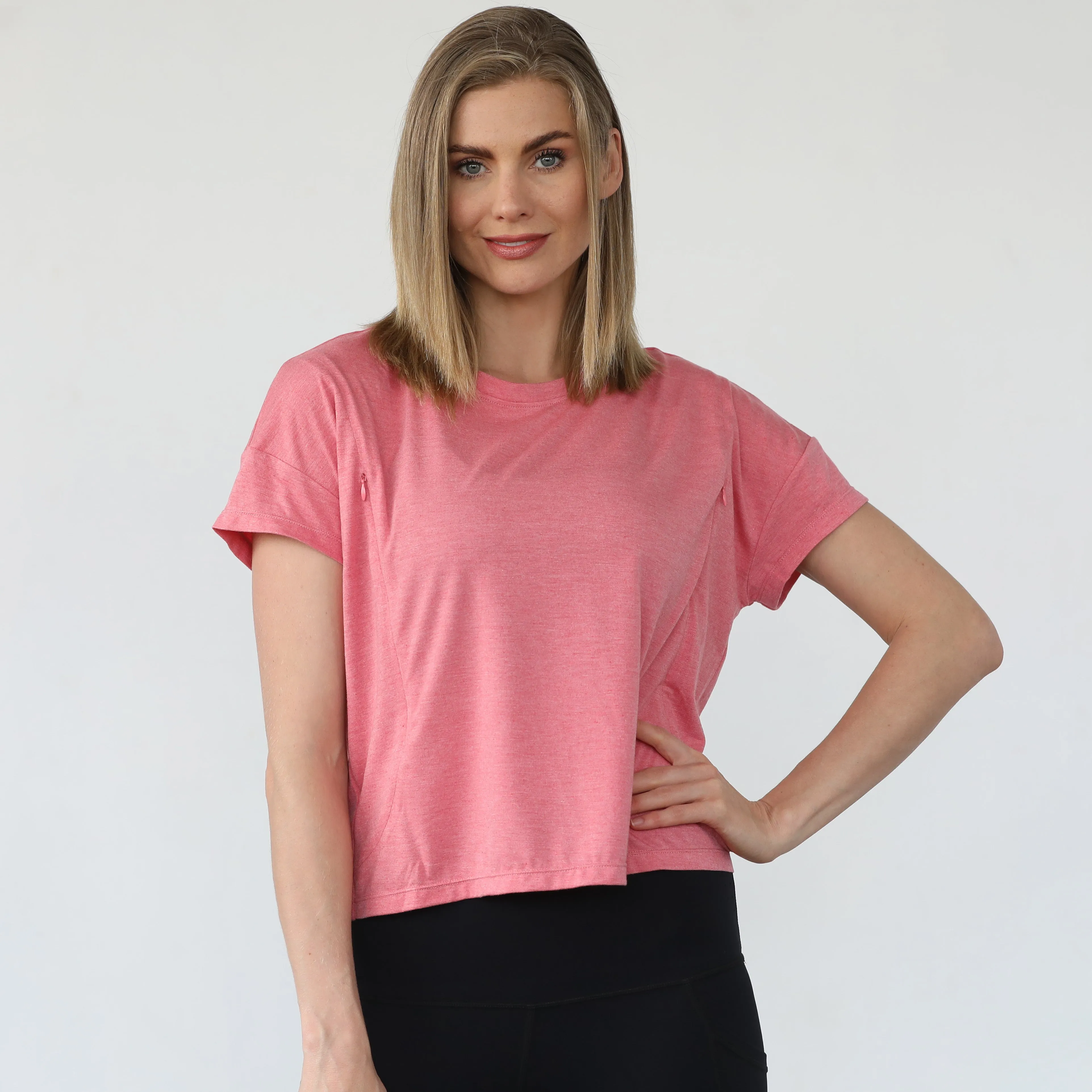 Abigail Short Sleeve Nursing T-Shirt (Sugar Coral)