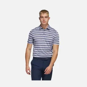 Adidas Two-Color Striped Polo Shirt -Collegiate Navy/White