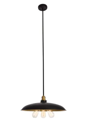 ANDERS 3 LIGHT PENDANT, BLACK/BRASS