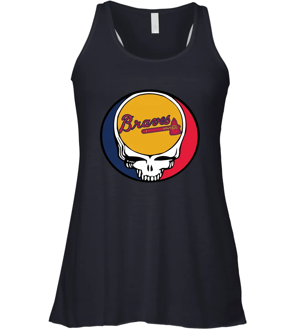 Atlanta Braves Grateful Dead Steal Your Face Baseball Womens Racerback Tank Top