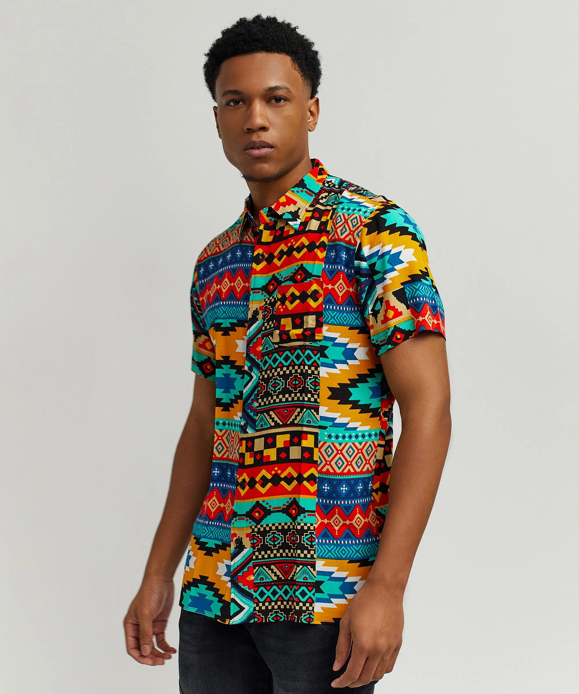 Aztec Print Short Sleeve Shirt