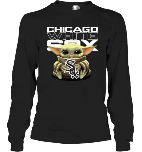 Baby Yoda Hugs Loves The Chicago White Sox Baseball Adult Long Sleeve T-Shirt