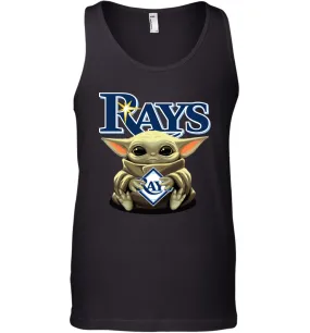 Baby Yoda Hugs Loves The Tampa Bay Rays Baseball Mens Tank Top