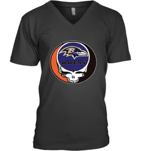 Baltimore Ravens Grateful Dead Steal Your Face NFL Football Mens V-Neck T-Shirt