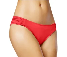 Bar III Women's Hipster Side-Shirred Bikini Bottom, Strawberry, S