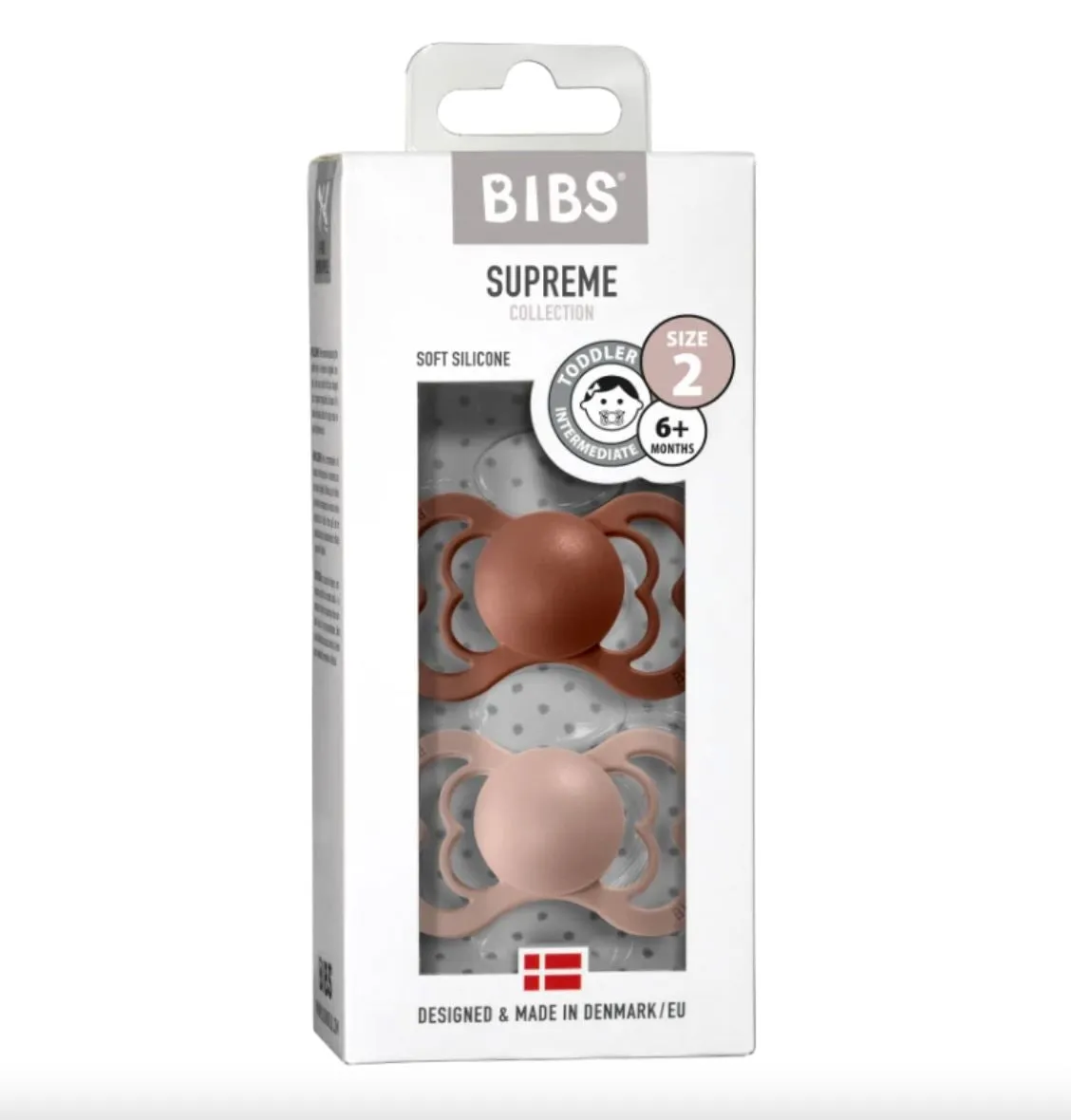 BIBS Dummies - Supreme Silicone Colour 2 Pk Woodchuck/Blush