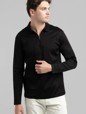 Black Knitted Long Sleeve Shirt