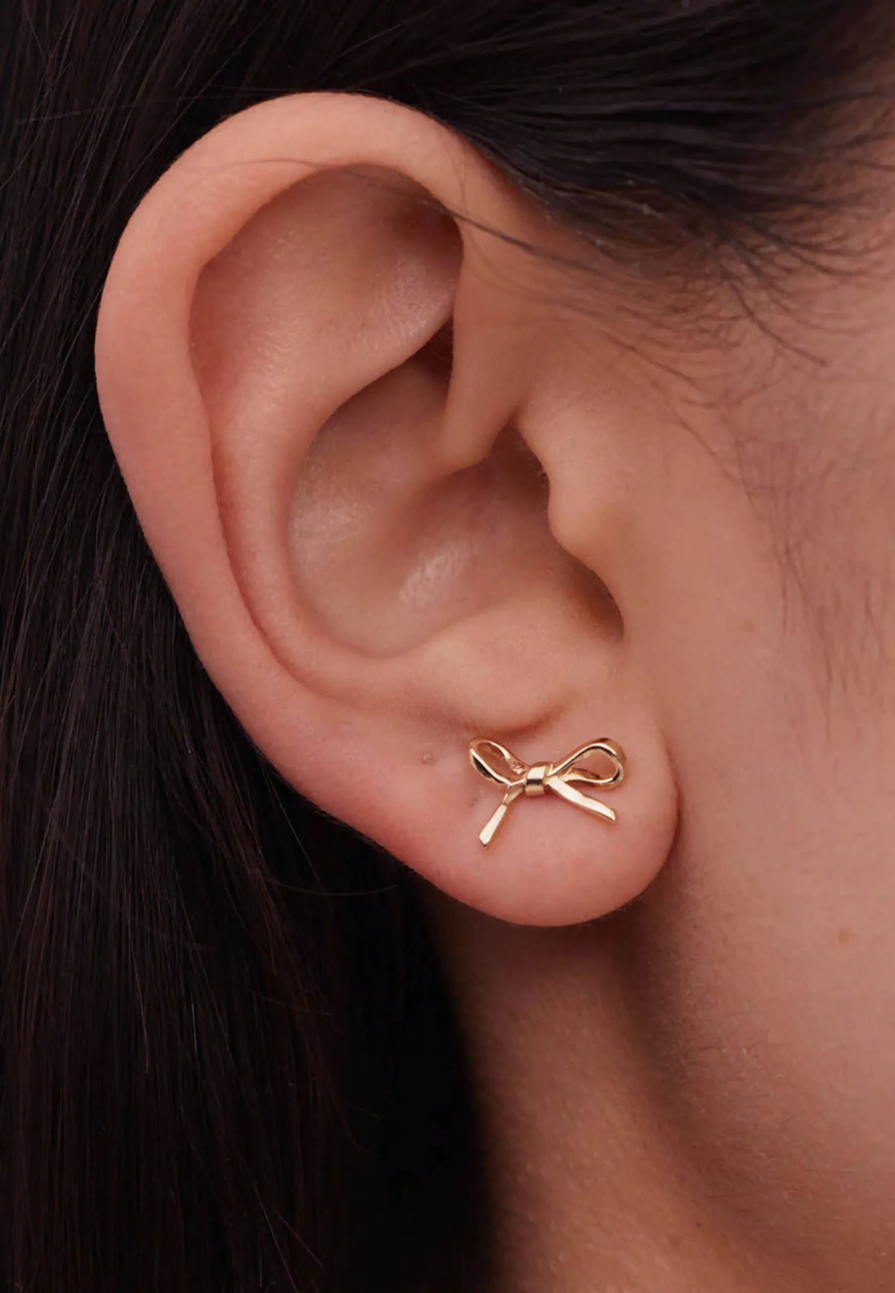 Bow Stud Earrings - Gold Plated