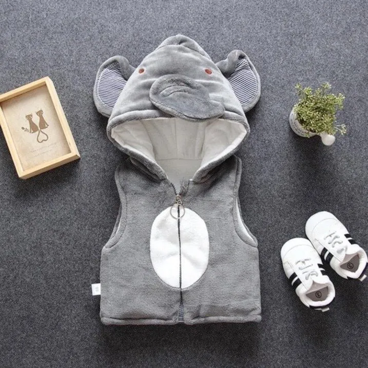 Boys And Girls  Fluffy Cartoon Hooded Vest