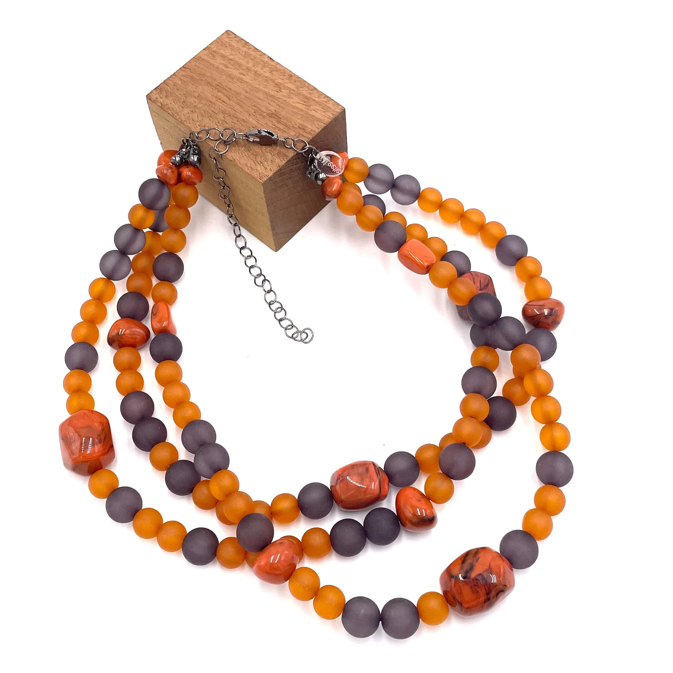 Burnt Orange and Charcoal Morgan Necklace