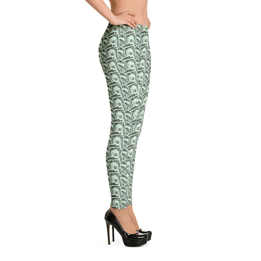 Cash Money Pattern Leggings With One Hundred Dollar Bills from HeroicU