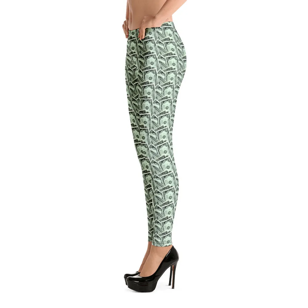 Cash Money Pattern Leggings With One Hundred Dollar Bills from HeroicU