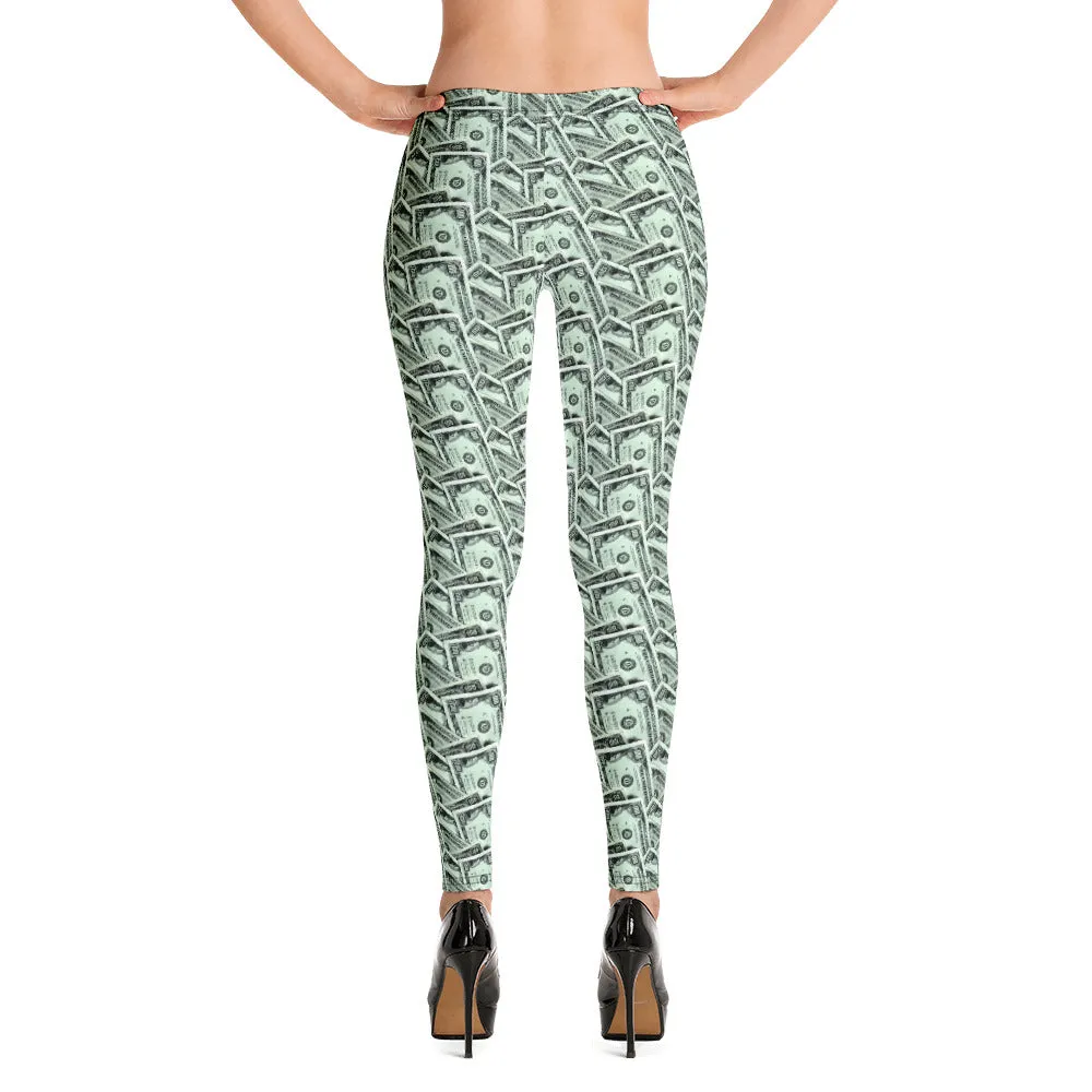 Cash Money Pattern Leggings With One Hundred Dollar Bills from HeroicU