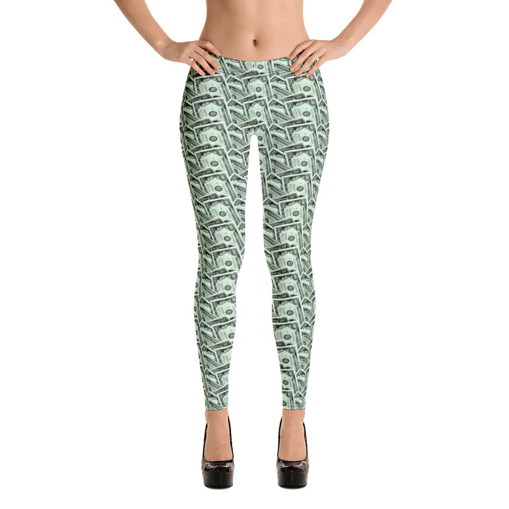 Cash Money Pattern Leggings With One Hundred Dollar Bills from HeroicU