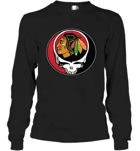 Chicago Blackhawks Grateful Dead Steal Your Face Hockey NHL Adult Long Sleeve T-Shirt