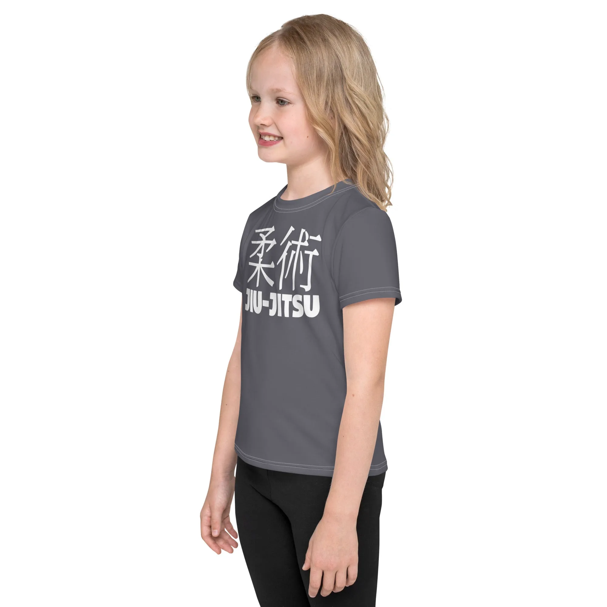 Confidently Active: Girl's Short Sleeve Classic Jiu-Jitsu Rash Guard - Charcoal