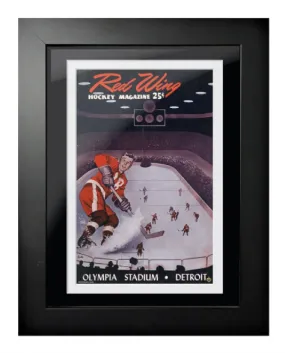 Detroit Red Wings Vintage Program Cover - Red Wing Magazine Olympia Stadium Rink Shot Print/Framed