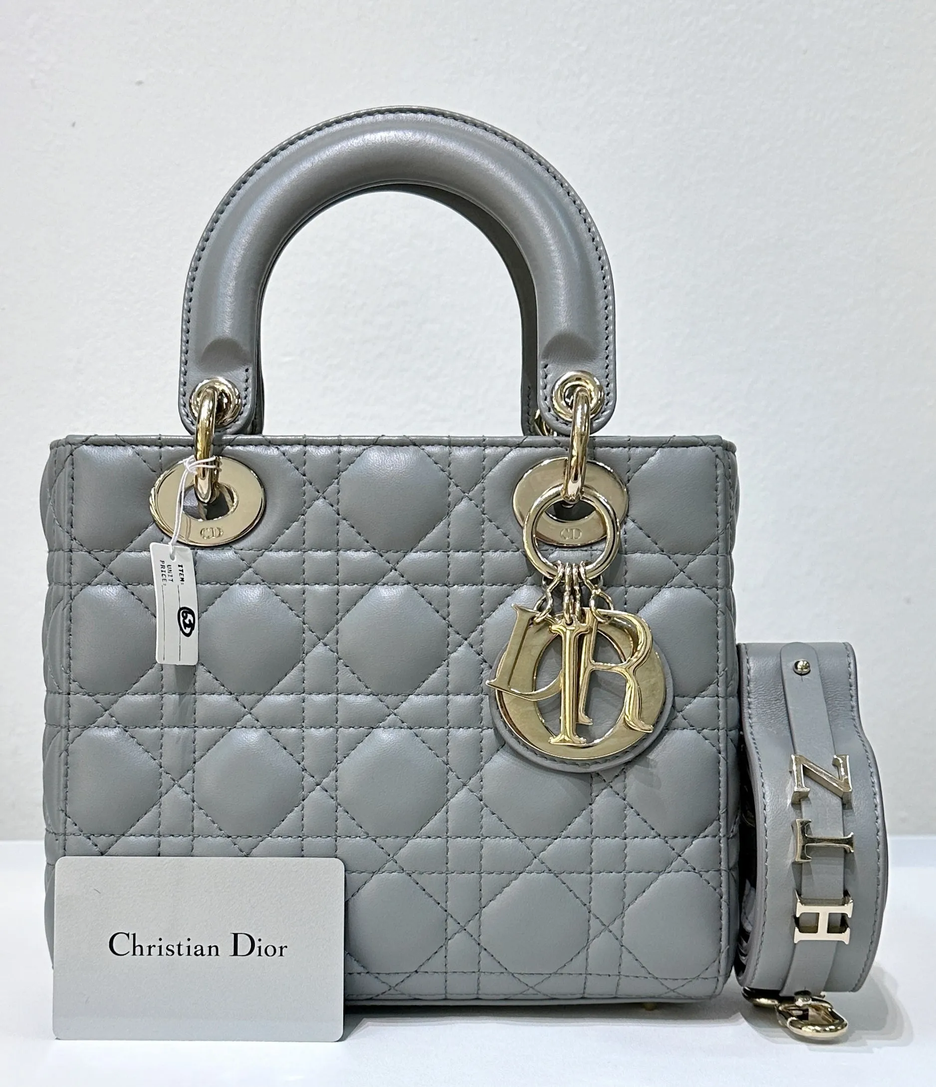 Dior Small Lady Dior My ABCDior Cannage Lambskin Gray