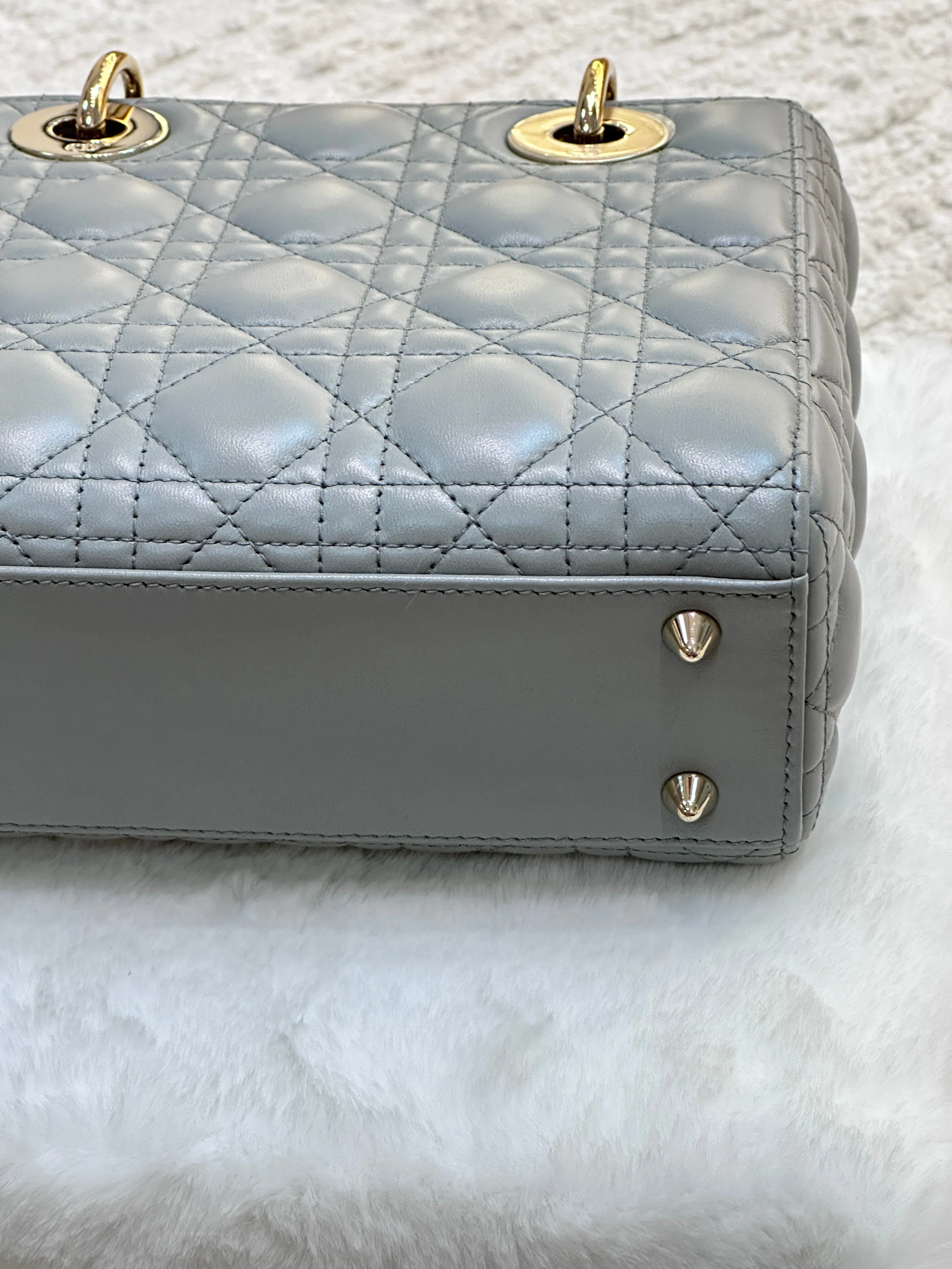 Dior Small Lady Dior My ABCDior Cannage Lambskin Gray