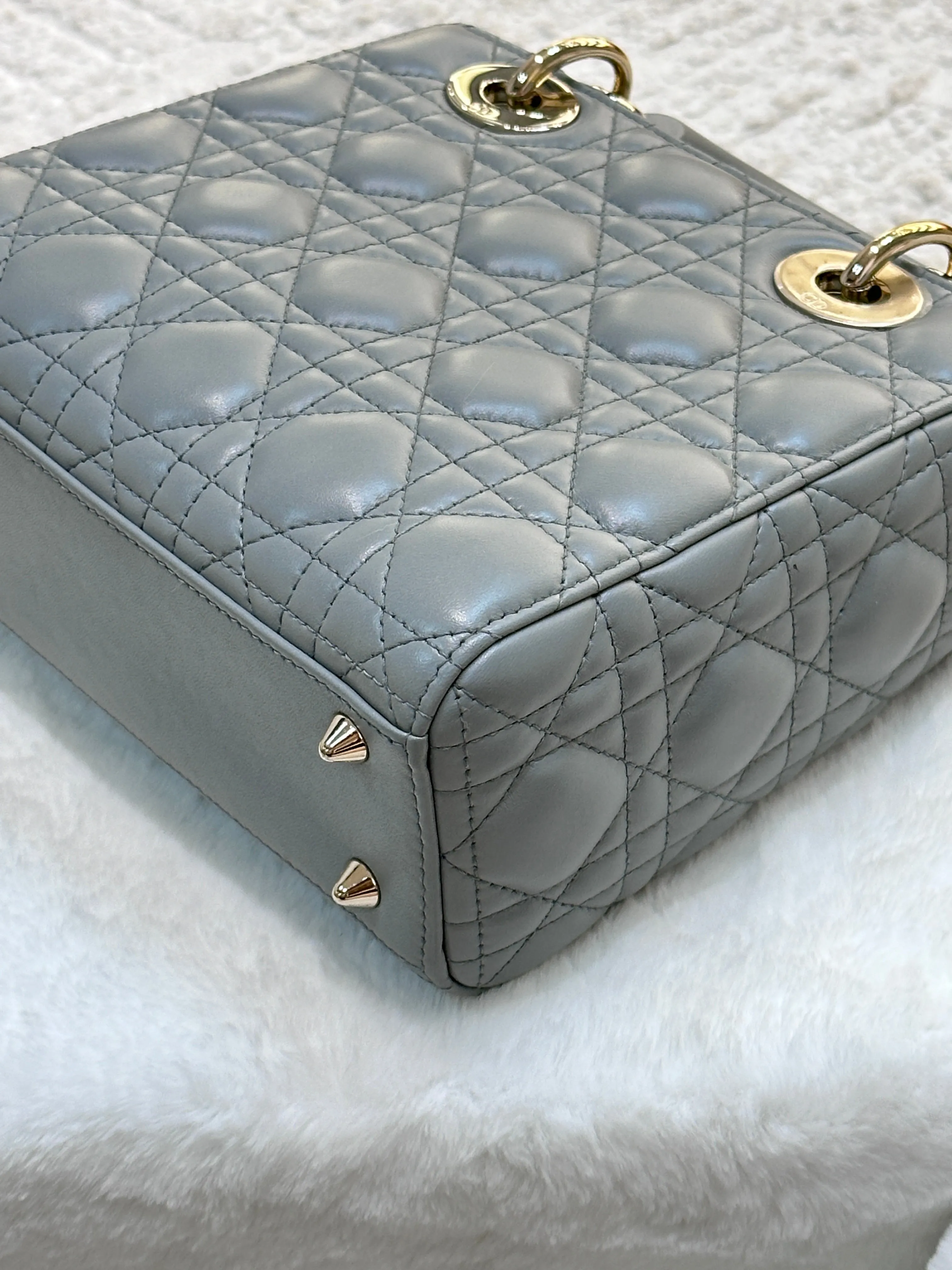 Dior Small Lady Dior My ABCDior Cannage Lambskin Gray