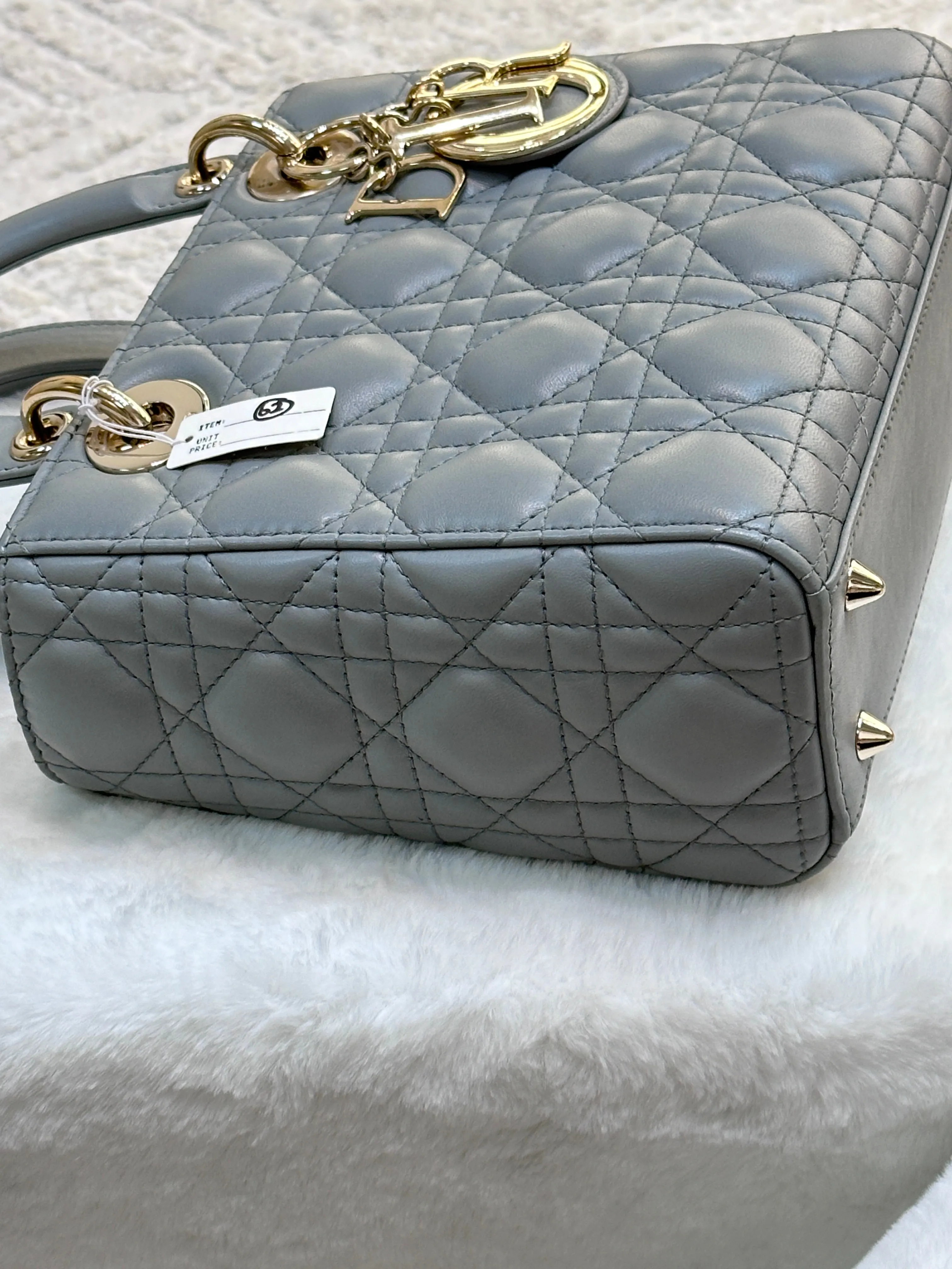 Dior Small Lady Dior My ABCDior Cannage Lambskin Gray