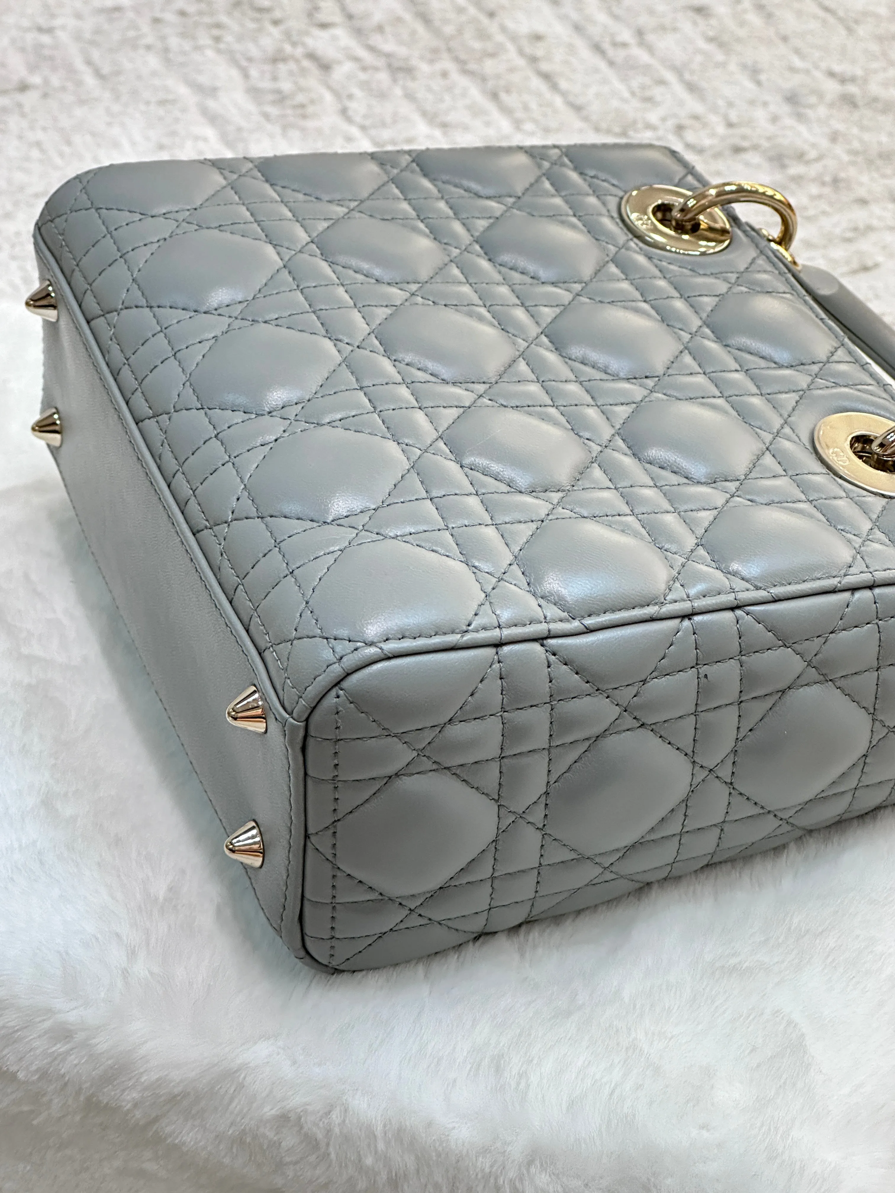 Dior Small Lady Dior My ABCDior Cannage Lambskin Gray