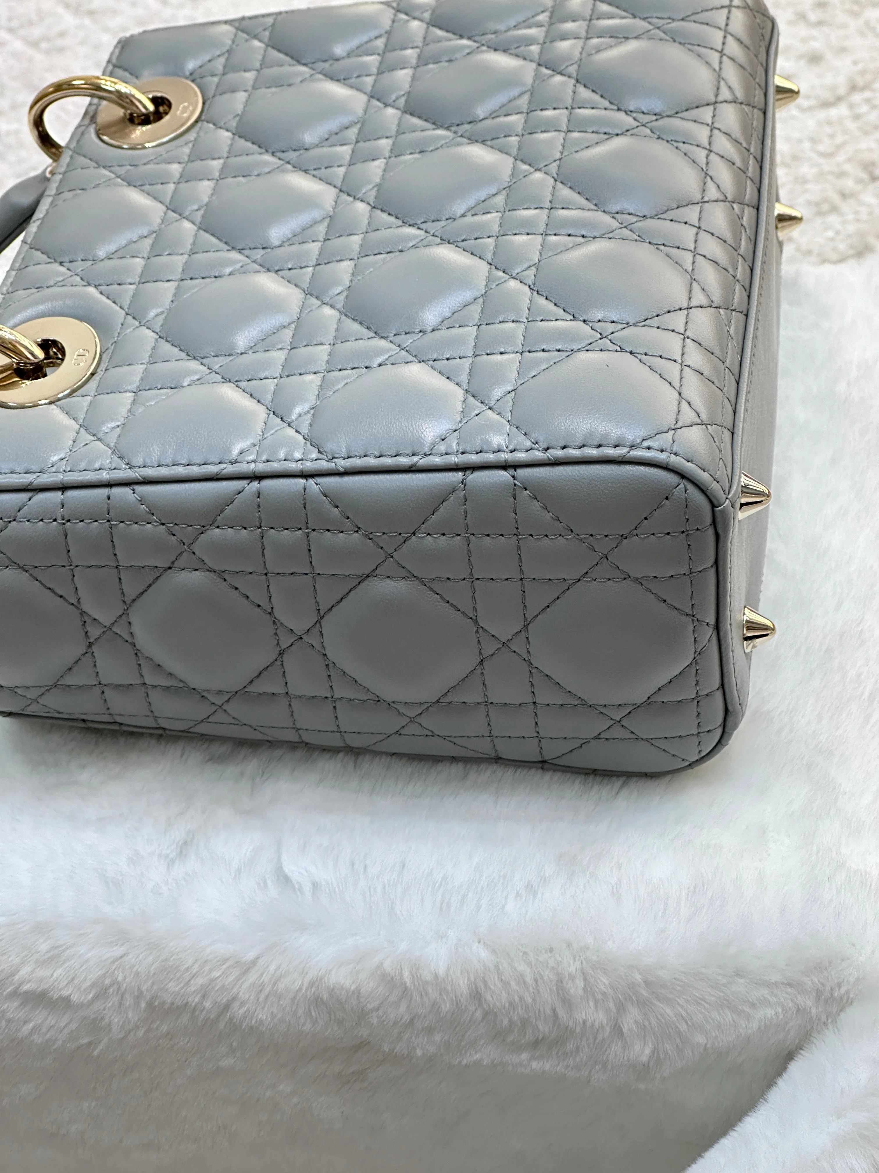 Dior Small Lady Dior My ABCDior Cannage Lambskin Gray