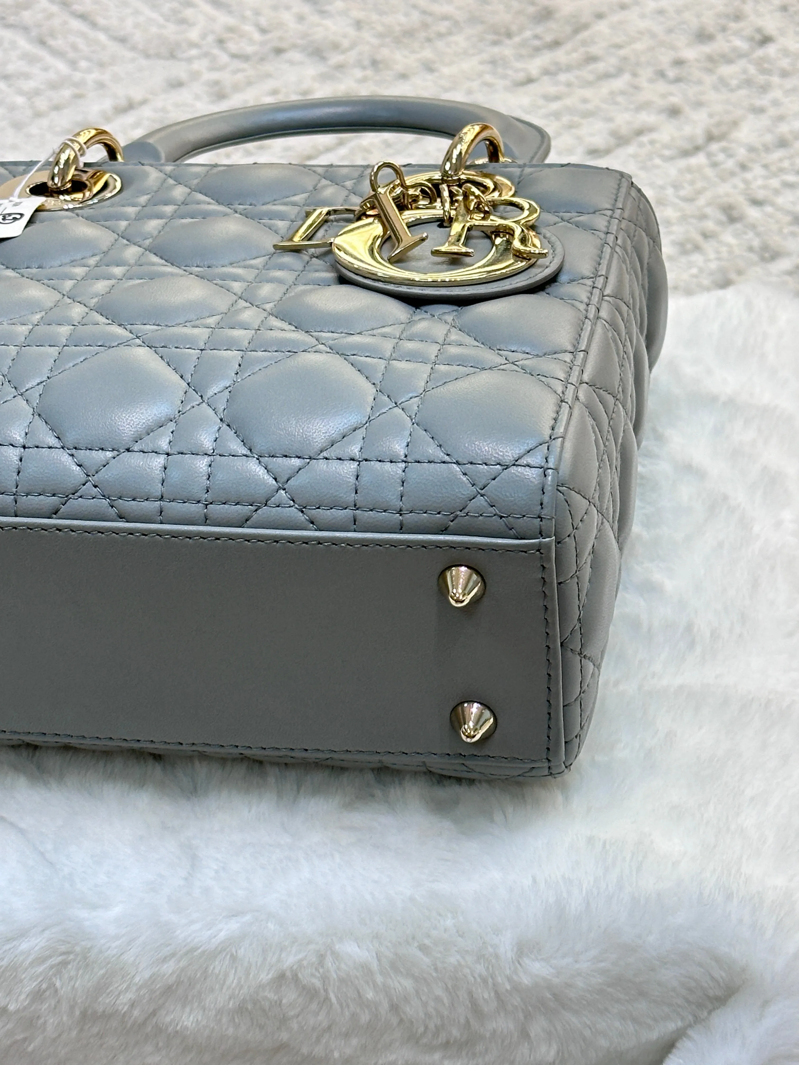 Dior Small Lady Dior My ABCDior Cannage Lambskin Gray