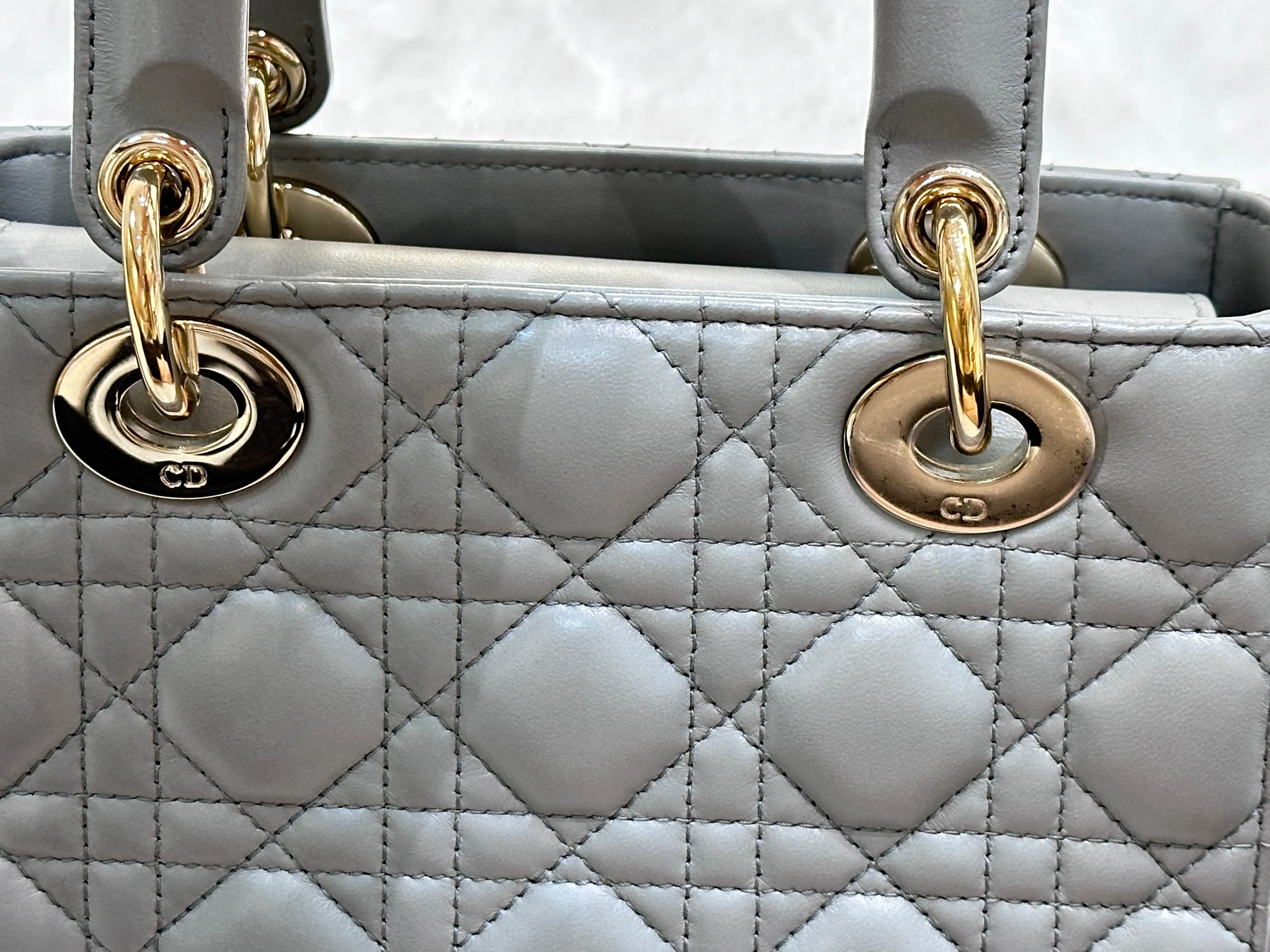 Dior Small Lady Dior My ABCDior Cannage Lambskin Gray