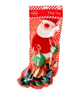 Dog Toy Christmas Stocking (4pc)