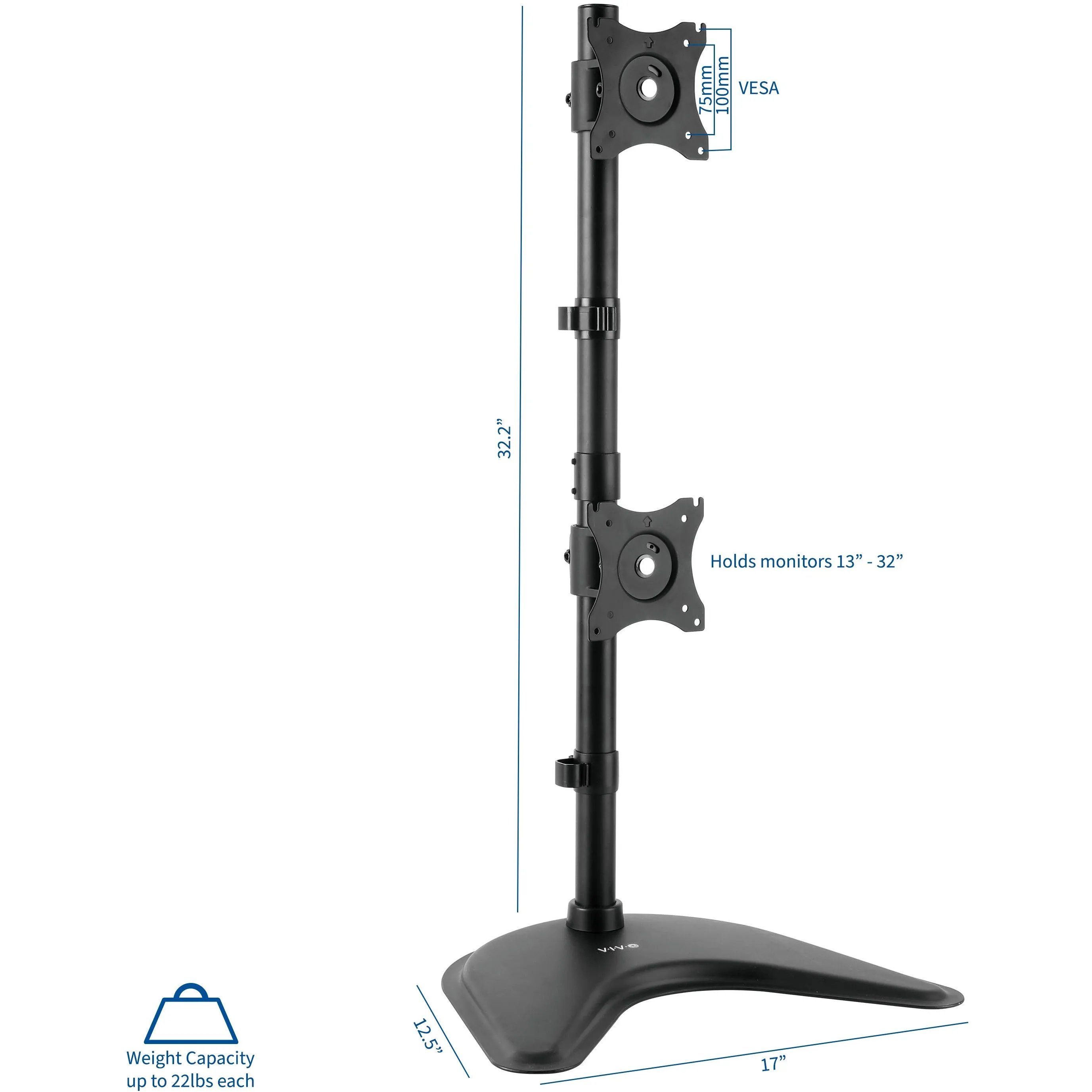 Dual Vertical Monitor Desk Stand