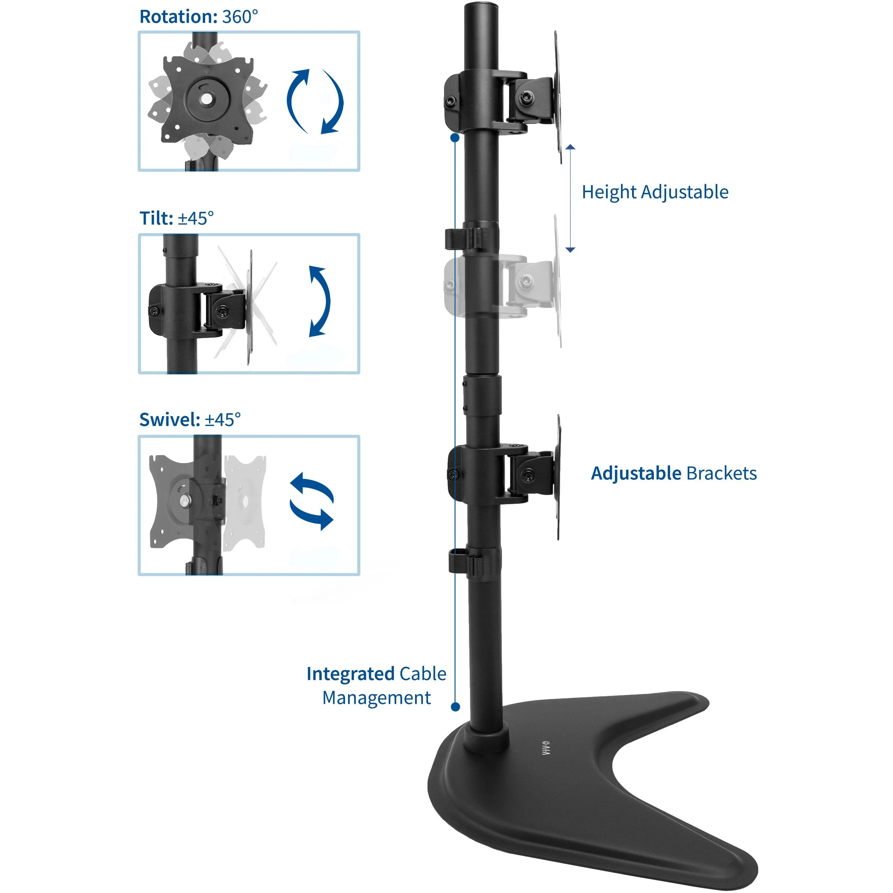 Dual Vertical Monitor Desk Stand