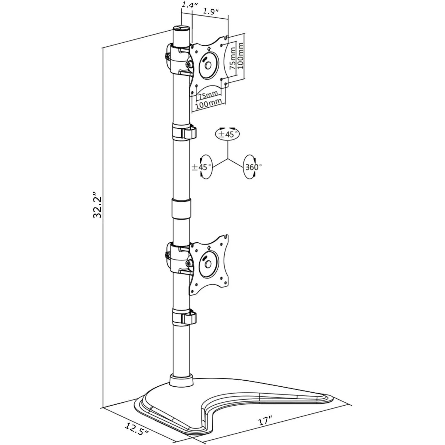 Dual Vertical Monitor Desk Stand