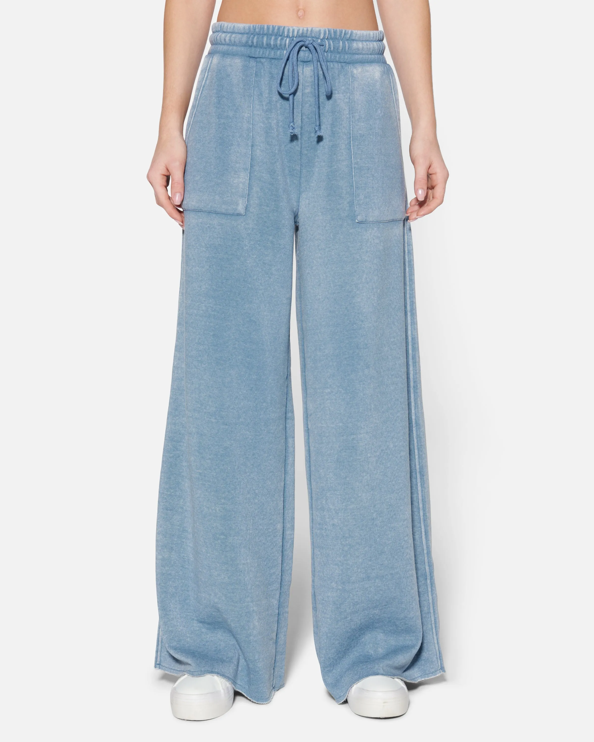 Essential Burnout Fleece Wide Leg Pant With Pockets