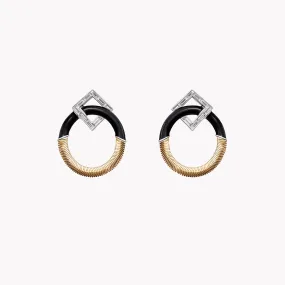 Feelings Diamond & Black Enamel Hoops