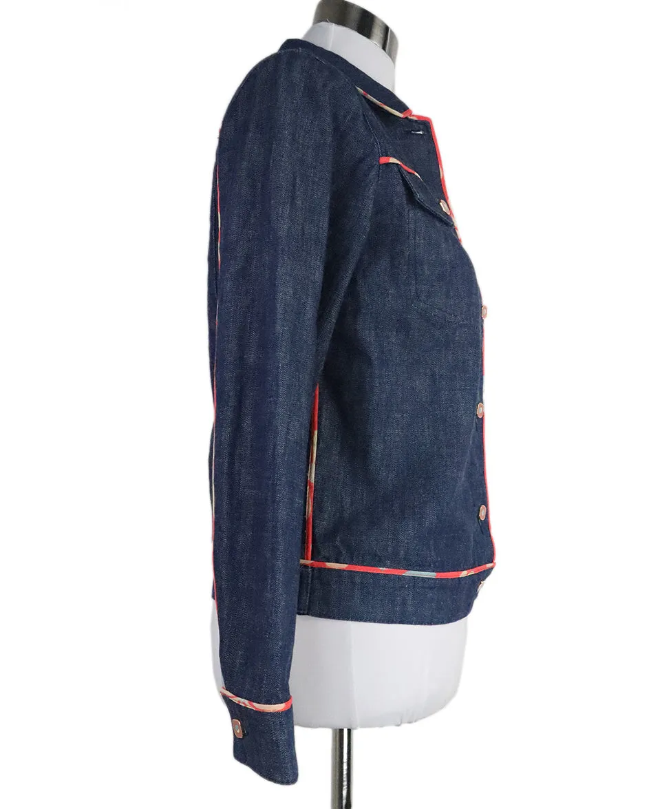 Fendi Denim Jacket w/ Coral Trim sz 4