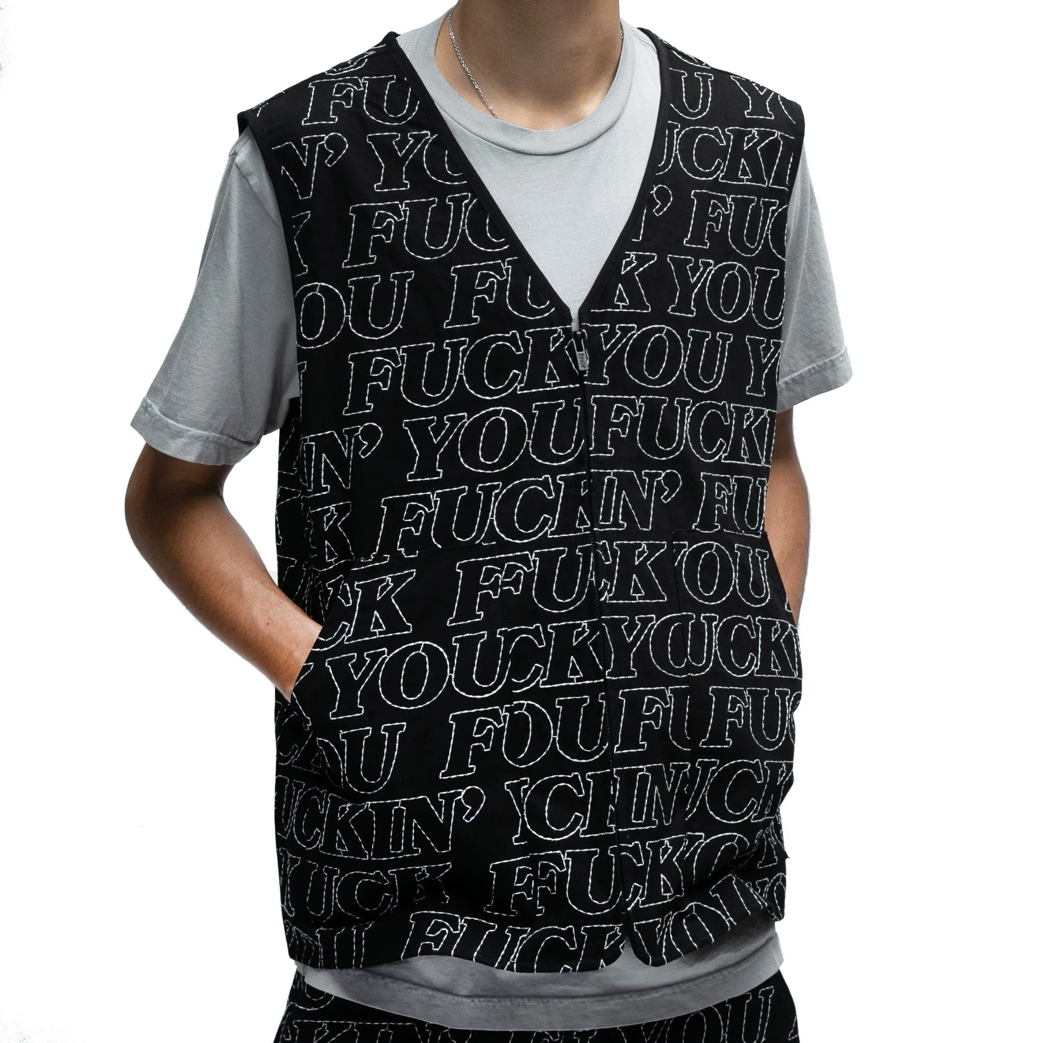 Fuckin Fuck Quilted Vest (Black)