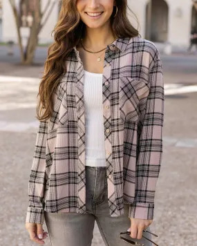 Grace and Lace Favourite Button Up Plaid - Blush/Black Plaid