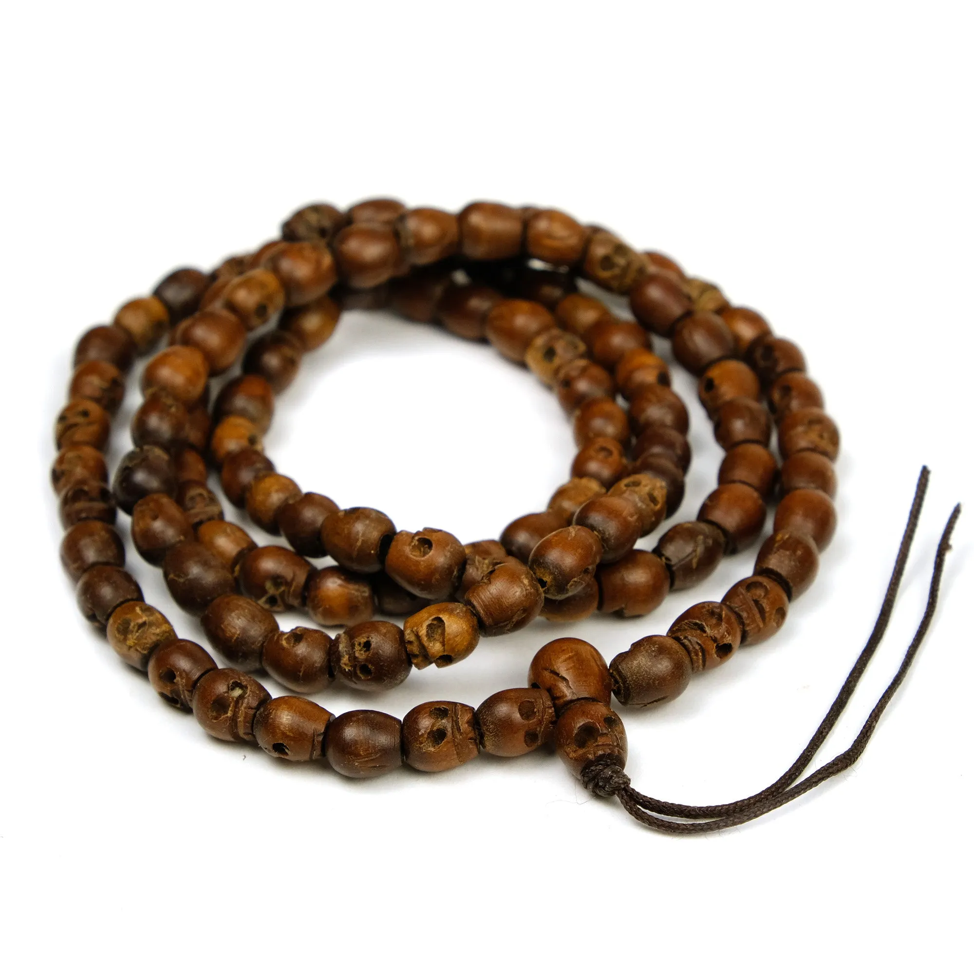 Hand Carved Wooden Skull Mala 7mm