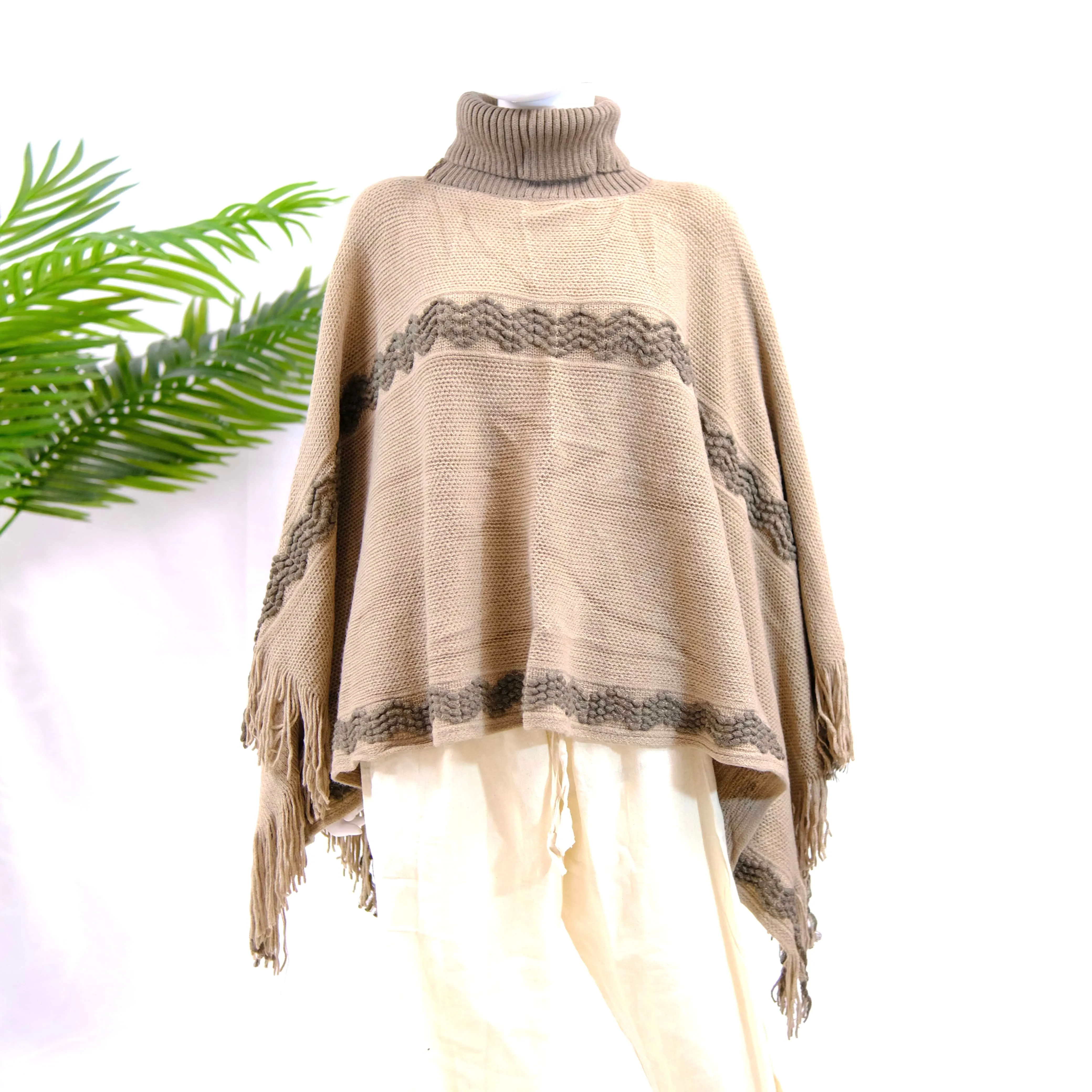 Hand Knit Turtle Neck Ponchos