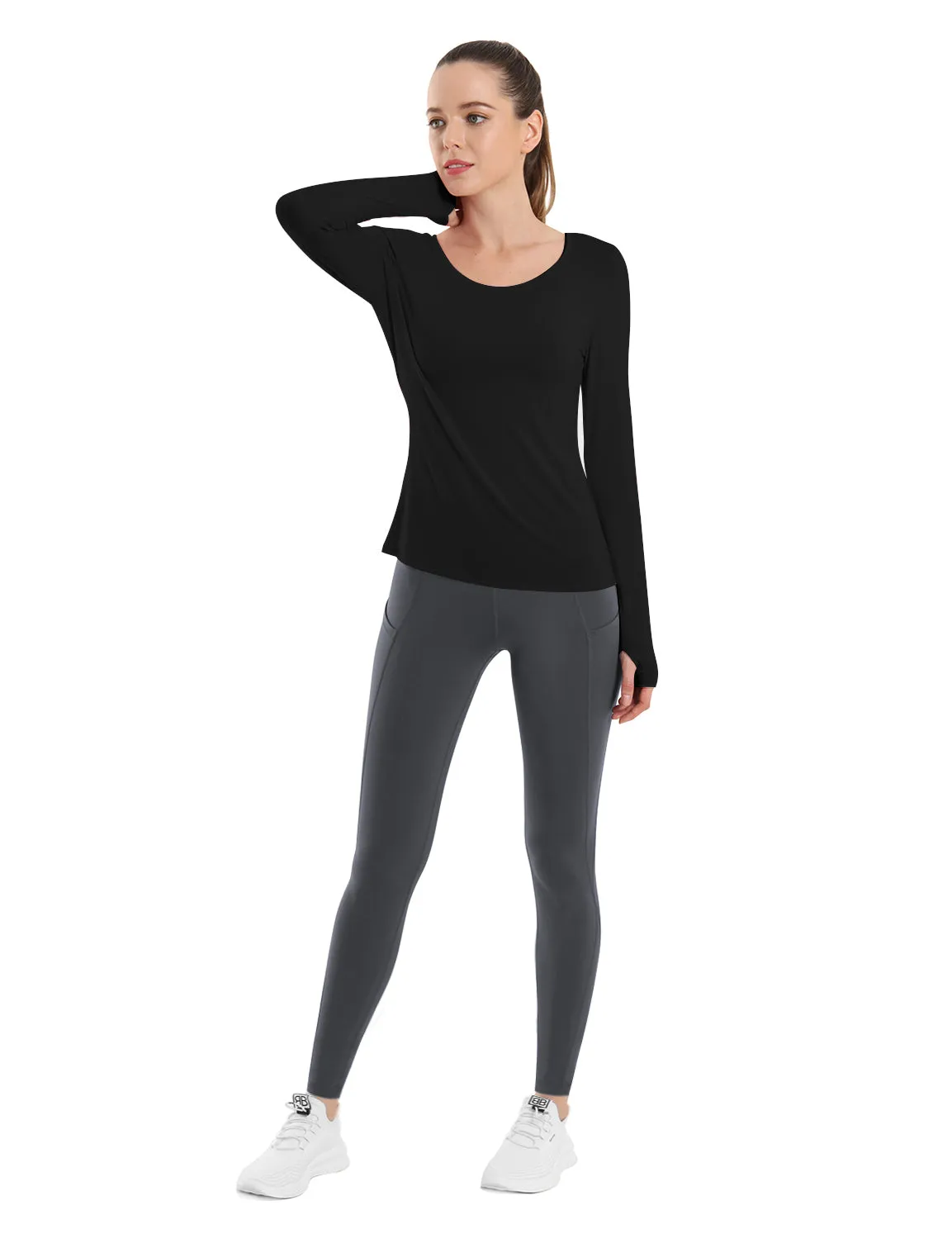 High Waist Side Pockets Yoga Pants irongrey