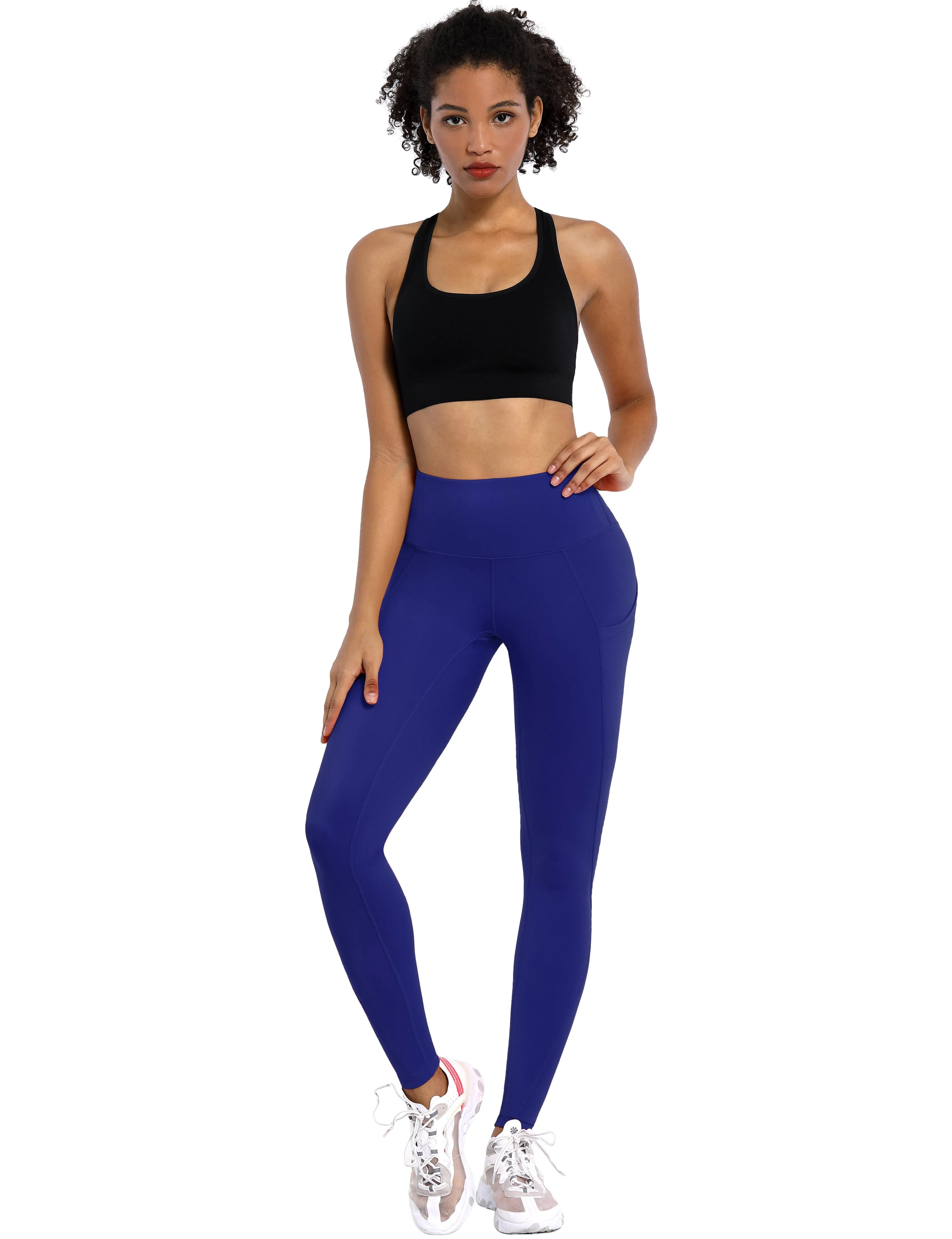 High Waist Side Pockets Yoga Pants navy ins