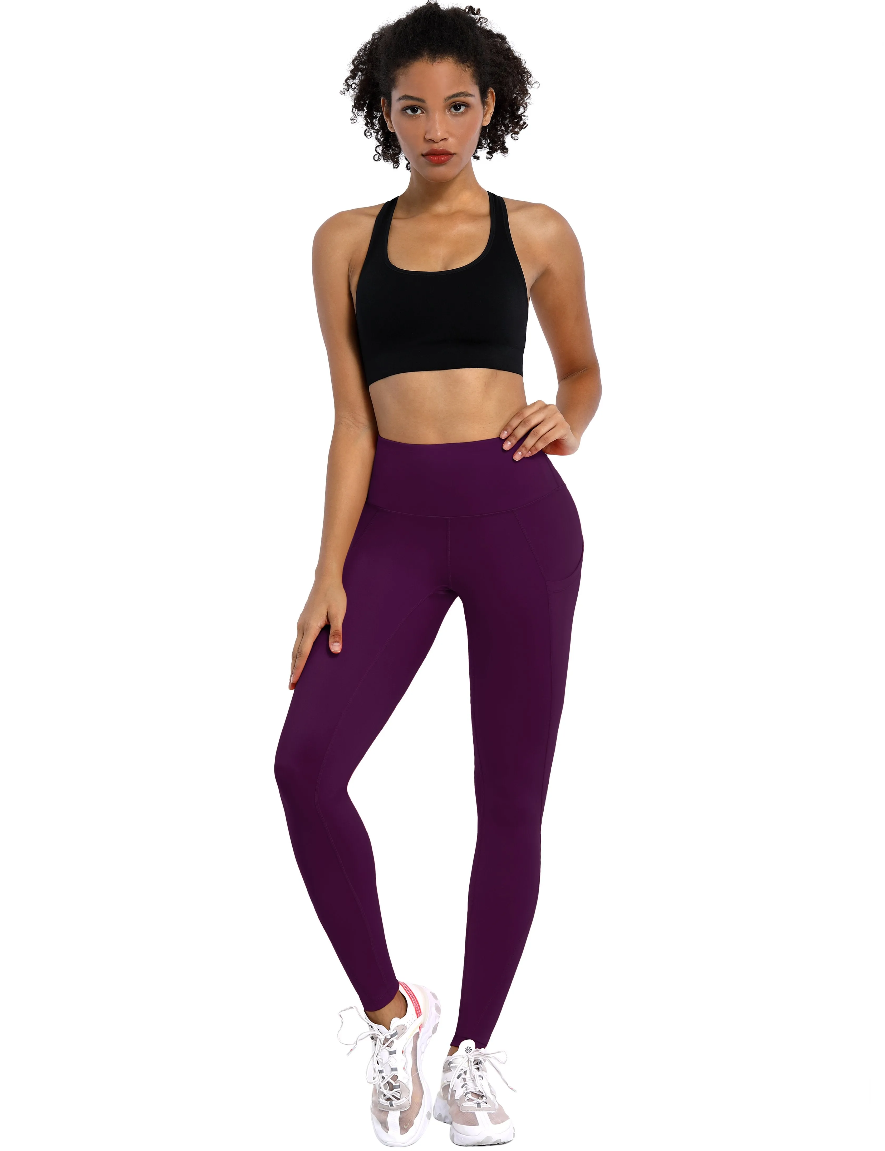 High Waist Side Pockets Yoga Pants plum ins